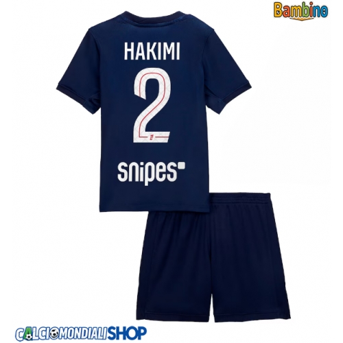 Maglie da calcio Paris Saint-Germain Achraf Hakimi #2 Prima Maglia Bambino 2025-26 Manica Corta + Pantaloni corti)